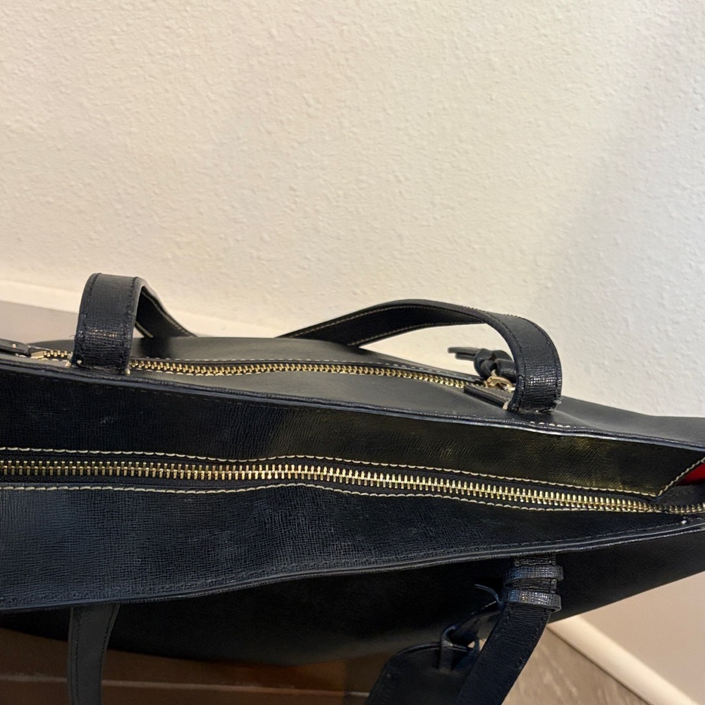 Dooney & Bourke Black Saffiano Leather Tote Bag Red Lining - Picture 9 of 13